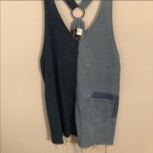 Two-Tone Denim Overall Dress